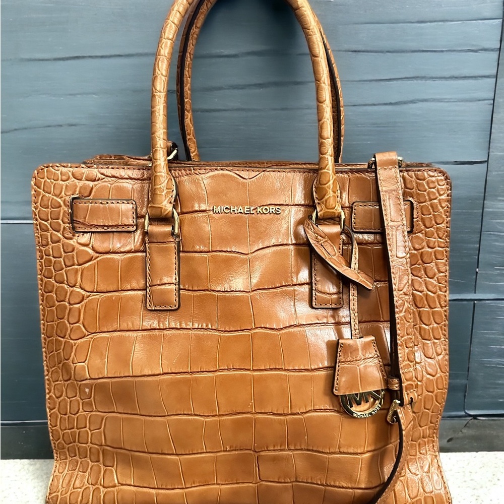 Michael Kors leather alligator-print handbag